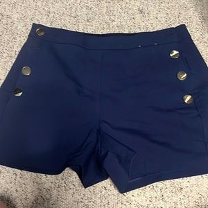 Blue side button shorts